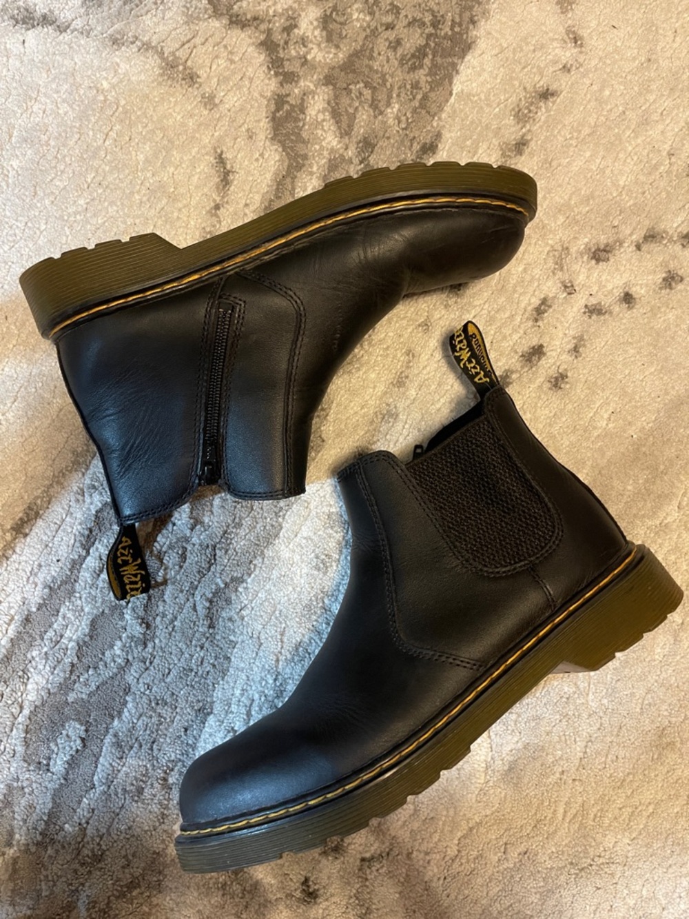 Dr. Martens Black Leather Chelsea Boots with Yellow Welt